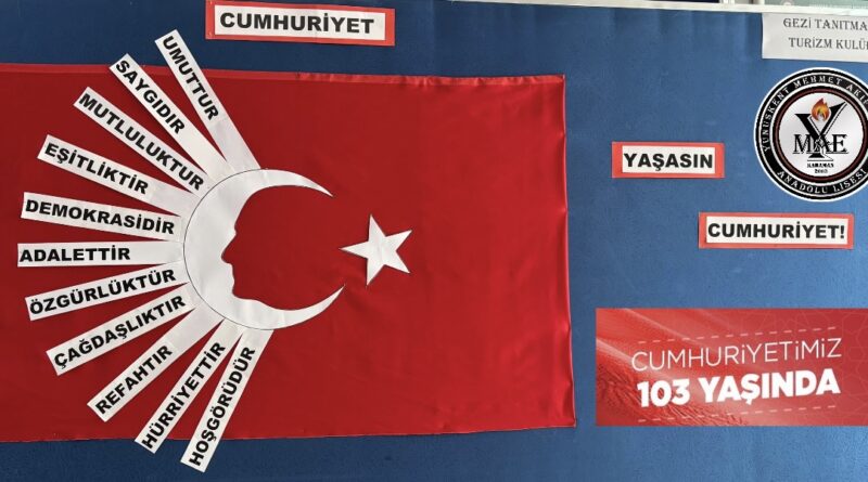 Yunuskent M. A. E. Anadolu Lisesi’nde Cumhuriyetimizin103. Yılı Coşkuyla Kutlandı.